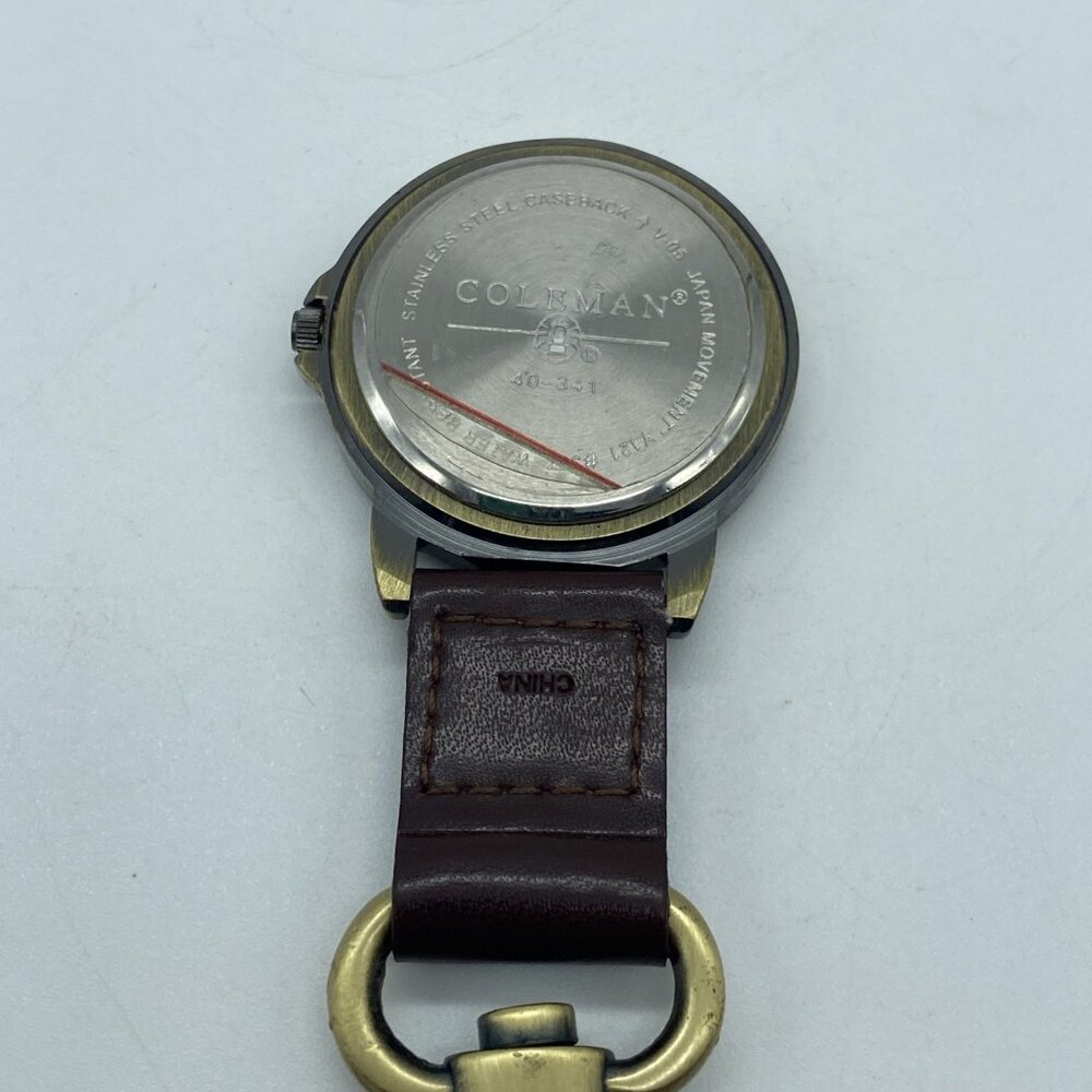 Coleman Quartz Pocket Watch Men Bronze Tone Snap-On Open Face Analog 40-341 - Picture 6 of 6
